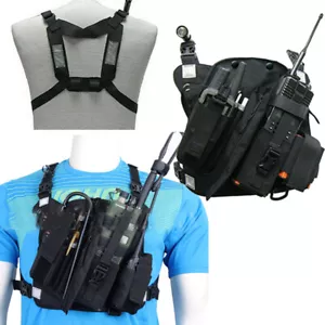 Arnés táctico Radio Bolsillo Pecho Plataforma Bolsa Walkie Talkie Paquete frontal Chaleco Bolsa - Imagen 1 de 11