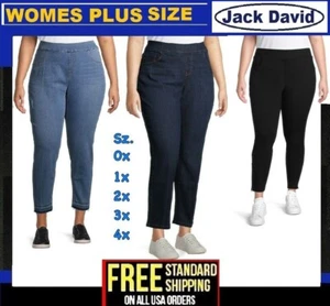 Womens Plus Size Pull On Elastic Waist Stretch Denim jeans Terra &Sky Jack David - Picture 1 of 47