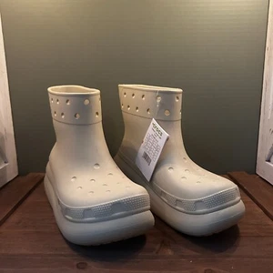 Crocs Classic Bone Waterproof Crush Rain Boots M7 W9 New With Tags - Picture 1 of 8