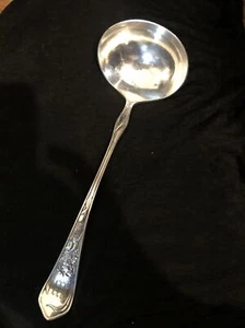 Art Nouveau IRIS EHH Smith National Silverplate Oyster Stew Soup Ladle W Mono - Picture 1 of 5