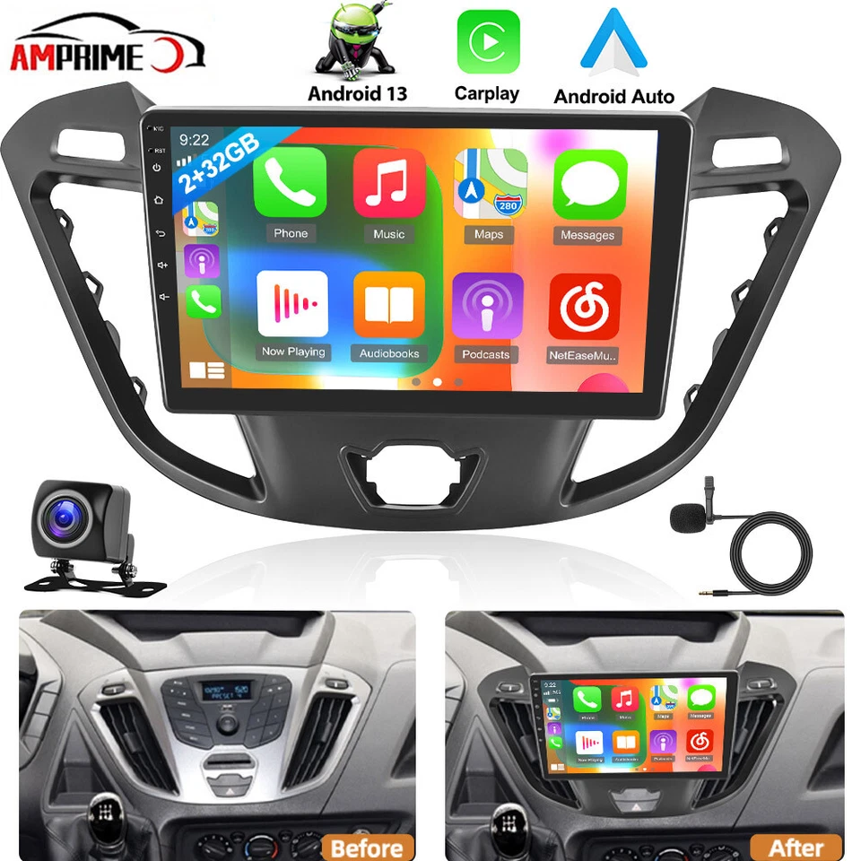 AMPRIME Für Ford Transit Custom 2013-2018 Android 13 Carplay Autoradio GPS Navi +Kamera