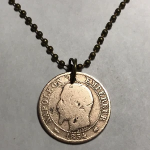 1854 France COIN PENDANT French Napoleon III Antique Great Gift! ๐ 170 Years - Picture 1 of 4
