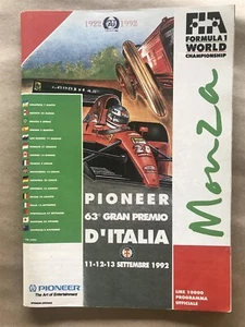 Programa Fórmula Uno Gran Premio Italia Monza 1992 programa oficial de la FIA - Imagen 1 de 2