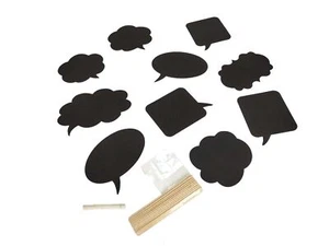 Set of 10 Mini Chalkboard Place Cards with Chalk - Plaque Placecard Blackboard - Picture 1 of 2
