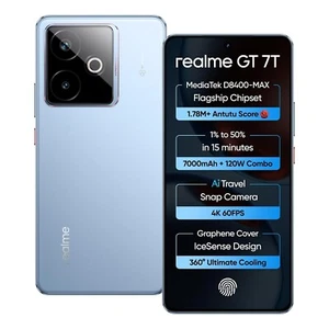 realme GT 7T Factory Unlocked-Dual SIM-Global ROM-12GB RAM 512GB Storage-Blue - Picture 1 of 10