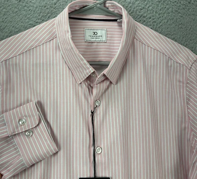 7 бриллиантов 7D рубашка мужская маленький Camden розовый в полоску 4 пути эластичной пуговицы новый - Изображение 1 из 4