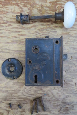 Antique BLW Metal cast iron Door Lock porcelain Knob lockset Cover