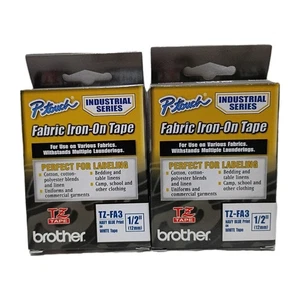 2X Brother TZ Industrial Serie Stoff Bügelband Marineblau Weiß 1/2 x 9,8 Fuß - Bild 1 von 7