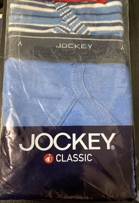 Vintage 2004 Jockey Classic Briefs 2 Pack Blue Stripes Size 32 NOS Style 8009 - Image 1 of 4