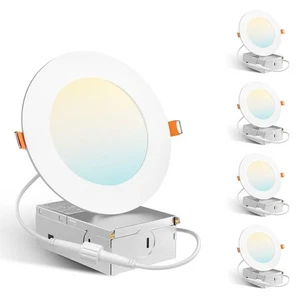 Paquete de 4 luces de techo regulables empotradas LED ultrafinas de 4 pulgadas 5CCT con... - Imagen 1 de 8