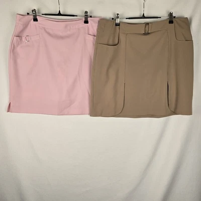 Lot 2 EP Pro Womens Skorts 12 Large Pink Tan Golf Pickleball Pockets Athleisure - Image 1 of 4
