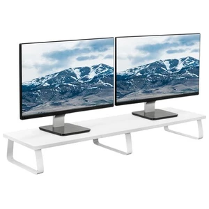 VIVO White Wood 39" Wide Desktop Stand Ergonomic TV Monitor Riser Desk Organizer - Picture 1 of 8