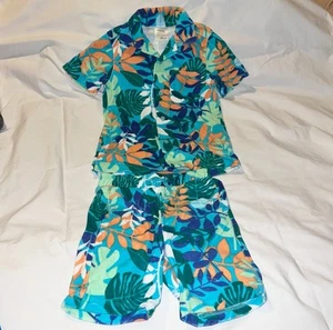 Boy Falls Creek Tropical Terrycloth Button Down Shirt Short Size 5T Jungle - Picture 1 of 8