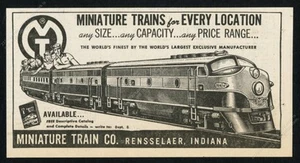 Miniature Train Company MTC G-16 1954 arte vintage anuncio impreso comercial - Imagen 1 de 7
