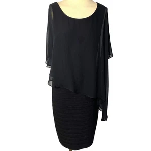 Adrianna Papell Damen schwarz transparent Cape Cocktailkleid Größe 12 - Bild 1 von 9