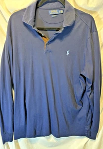 POLO Ralph Lauren Herren Navy Langarm Classic Fit Polo Gr. L Wildlederbesatz - Bild 1 von 9