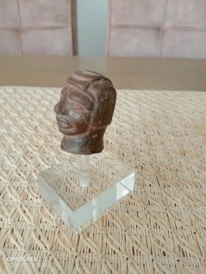 Tête d'un guerrier précolombienne en terre cuite culture Maya 250 - 900  chr - Photo 1/4