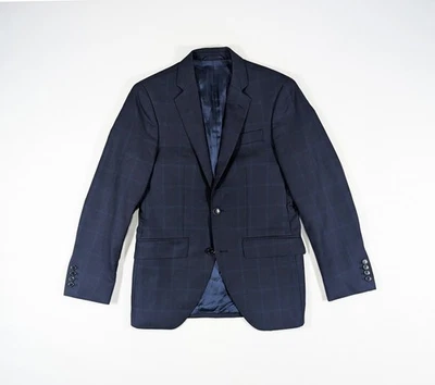 Hackett Tonal Pow Check Navy Blue Wool Suit Jacket Blazer Size 36R - Image 1 of 4