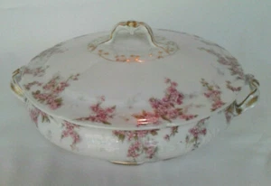 Vintage GDA Limoges Covered Vegetable Bowl - Pink Flowers - Picture 1 of 11