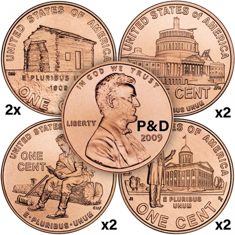 Cheapest on eBay - 2009 P&D COMPLETE 8 Coin Lincoln Penny Cent Set GEM BU UNC Cover