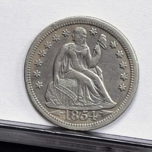 1854 Liberty Seated Dime - AU Details, Cleaned (#58457-L) - Picture 1 of 8