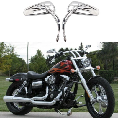 For Harley Davidson Dyna Wide Super Glide Road King Motorcycle Mirrors Chrome - Image 1 of 4