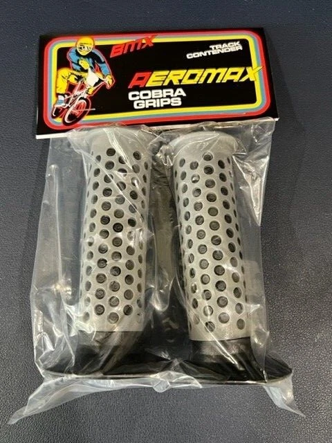 COBRA BMX BIKE GRIPS BLACK GREY VINTAGE OAKLEY DECAL DB GRAY DIAMOND BACK F1 - Image 1 of 4