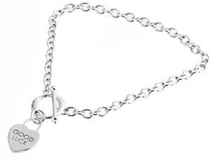 Women's Sterling Silver Good Luck Heart Charm Bracelet - Picture 1 of 2