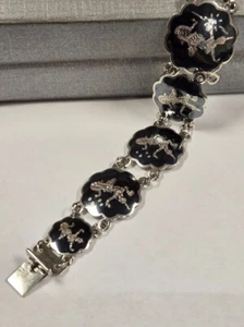 925 Vintage SIAM Sterling Silver Bracelet Dancing Goddess 7" Length - Picture 1 of 8