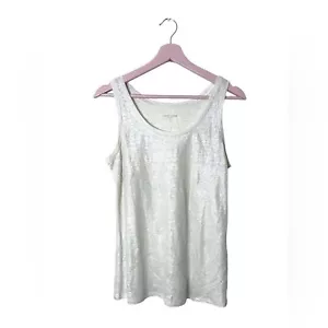 Camiseta sin mangas Eileen Fisher metalizada de lino plateado para mujer XS sin mangas - Imagen 1 de 3
