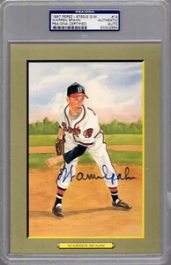 WARREN SPAHN SIGNED HALL OF FAME GREATEST MOMENTS CARD BRAVES PSA SLABBED - Picture 1 of 2