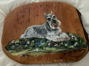 Schnauzer Painting on Wood - Picture 1 of 2