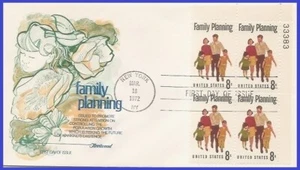 USA5 #1455 U/A FLEETWOOD FDC PB4 Family Planning - Imagen 1 de 1