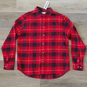 NWT Urban Outfitters Red Plaid Long Sleeve Flannel Button Down Shirt Size M - Picture 1 of 7