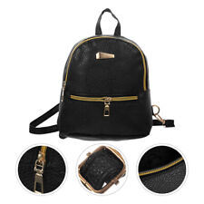 Black PU Backpack for College Laptop - Waterproof & Zippered