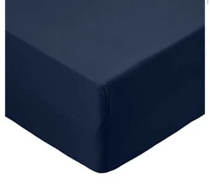 Hoja ajustada de microfibra Amazon Basics, tamaño individual, azul oscuro - Imagen 1 de 3