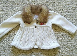 GYMBOREE Girls Ivory Long Sleeve Button Front Open Knit Sweater Size 12-18M - Picture 1 of 4