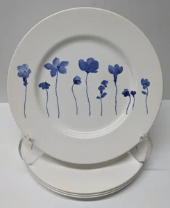 4er Set Royal Stafford Blau Frühling Blumen Weiß Porzellan 11" Essteller - Bild 1 von 7
