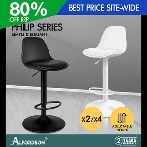 ALFORDSON Bar Stools Philip Kitchen Swivel Chair Leather Gas Lift x2/x4 - Picture 1 of 30