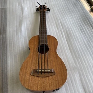 Kmise Ukulele Bass 4-String Mahogany Body Black Gear Pegs Volume Tone New - Picture 1 of 8
