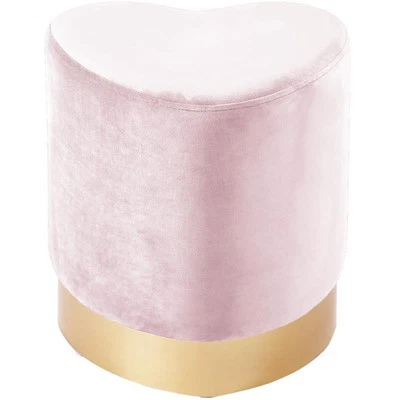 Meridian Furniture Heart Contemporary Velvet Ottoman/Stool in Pink - Image 1 of 4
