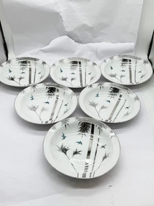 SET 6 CIOTOLE ZUPPIERA DI RISO PORCELLANA GIAPPONESE VINTAGE BAMBÙ MODELLO KINGFISHER SI - Foto 1 di 7