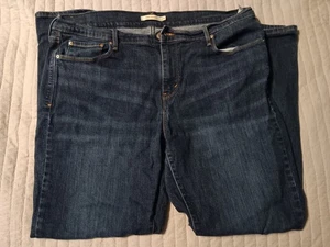 Levis 505 straight leg denim blue jeans Med /Dark Wash Red Tab Womens Sz 16  - Picture 1 of 17