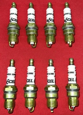 ACCEL 0276S-4x2 Spark Plugs  .460 Reach Tapered Set Of Eight Non Resistor - Image 1 of 2