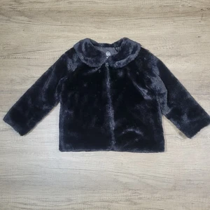 Abrigo de piel sintética negro Wonder Nation para niña pequeña talla 2T - Imagen 1 de 8