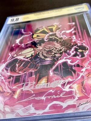 INVINCIBLE BATTLE BEAST #3 SDCC Foil CBCS 9.8 2X Signed By Godtail, Ryan Ottley - Image 1 of 3