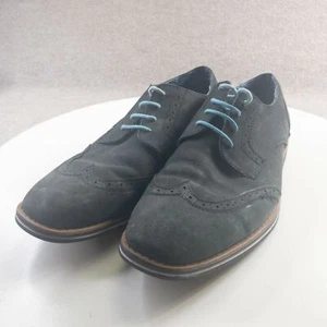 Perry Ellis America Shoes Mens 10.5 Black Blue Wingtip Oxford #1853 - Picture 1 of 11
