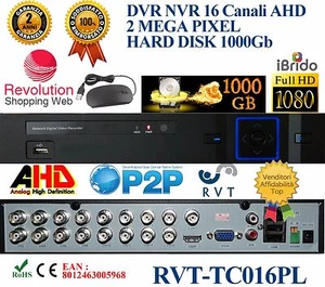 DVR 16 CANALI INGRESSI ANALOGICO/DIGITALE AHD NVR HVD HARD DISK 1 TERA 1000 G - Foto 1 di 1