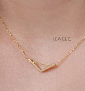 14K Solid Gold Angel Bar Charm Vintage Style Pendant Necklace - The Jewelz - Picture 1 of 3