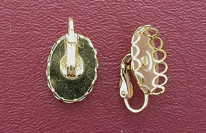 EIN PAAR 18x13 18mm x 13mm CABOCHON CAB EDELSTEIN EINFASSUNG CLIP AUF OHRRING BEFESTIGUNG - Bild 1 von 1